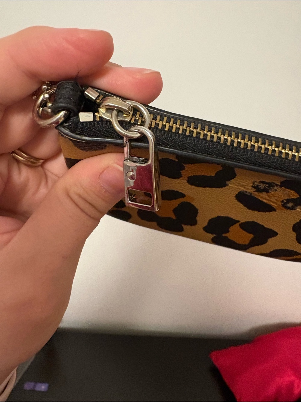 Coach Corner Zip Leopard Wristlet - Picture 5 of 8